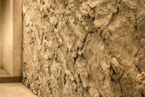 Gunite relief wall in a hotel interior
