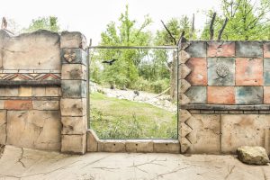 Replica of a Himalayan wall with view into animal enclosure, ZOO Zlín - Lešná